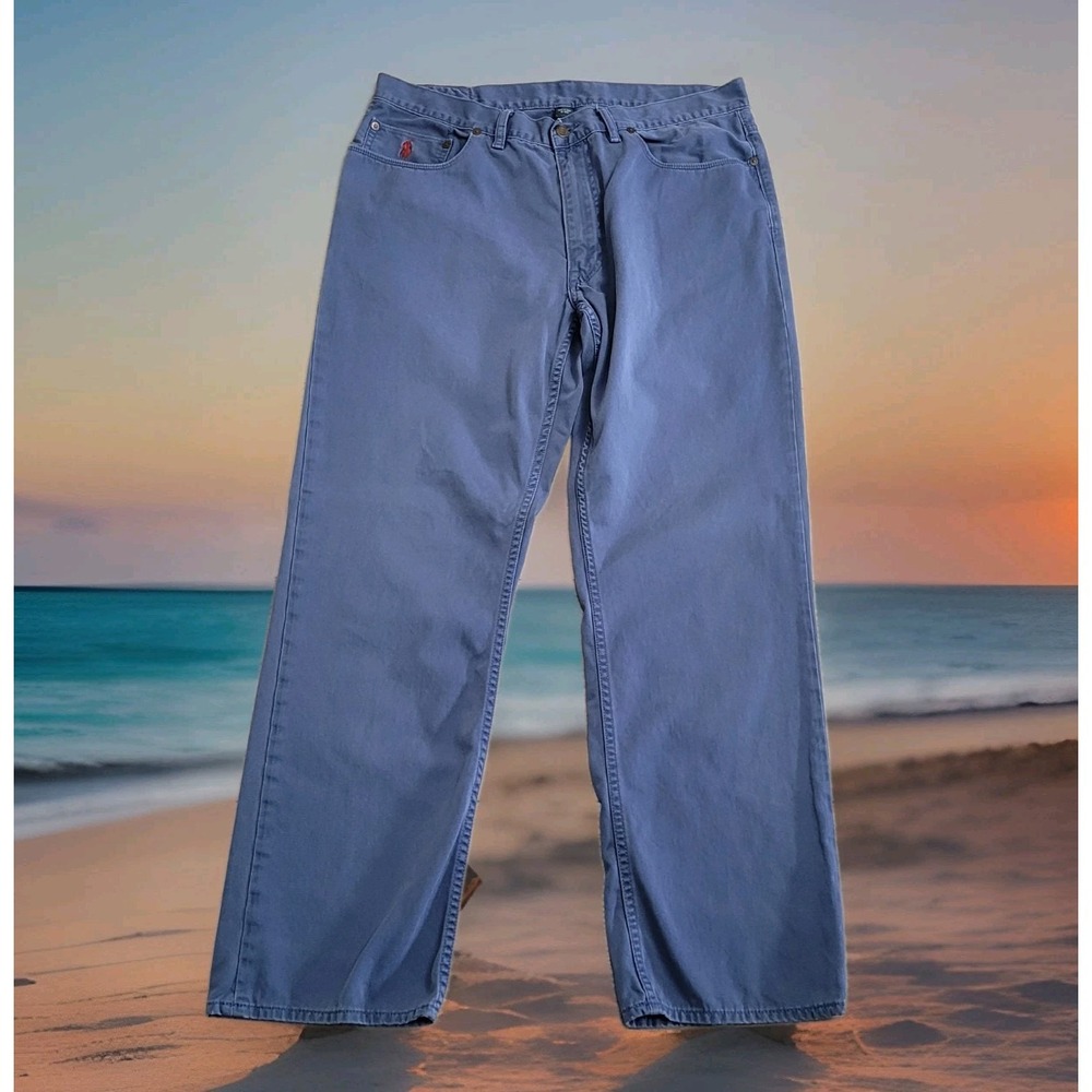 🐎Polo Ralph Lauren Pants Mens 36x30 Blue Brushed Soft-Twill Chino w/Red Pony